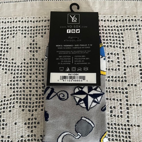 NEW with tags YoSox grey, red, navy, white & yellow socks men’s size 7-12 rare - Picture 6 of 9